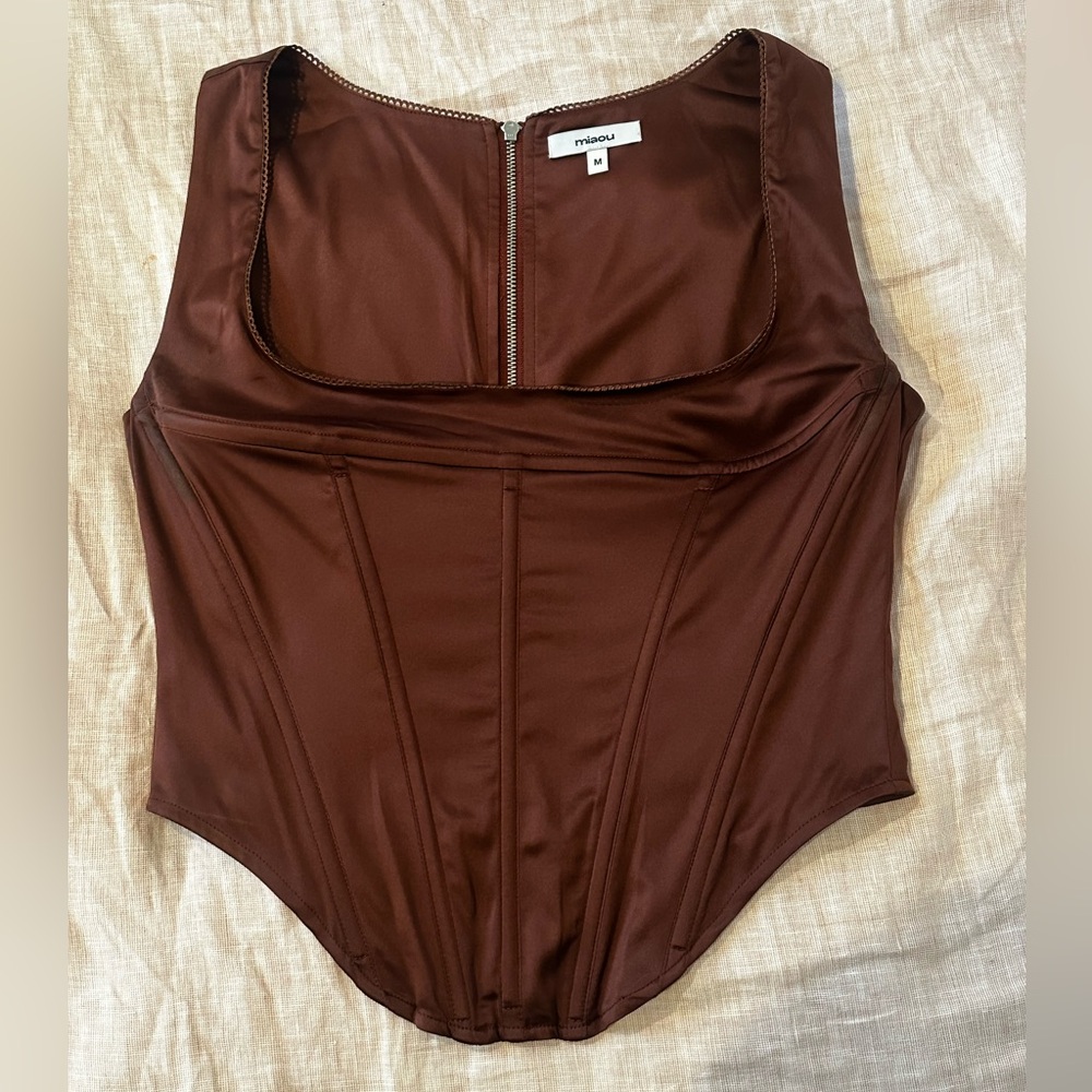 MIAOU Brown Silk Corset